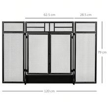 HOMCOM 3-Panel Folding Fireplace Screen With Door, Freestanding Spark Guard, Metal Mesh Fireguard, Black - Black - View 5