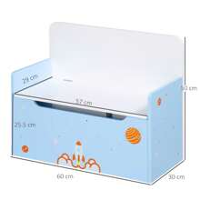 ZONEKIZ 2 In 1 Wooden Toy Box, Kids Storage Bench, Toy Chest With Rod - Blue - View 2