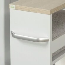 Carrello da Cucina a 3 Ripiani Salvaspazio, Mobiletto Bagno con Rotelle e Maniglia in Legno per Bagno, 48x15x80cm, Bianco - Bianco - Visualizzare 4