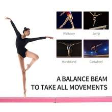 HOMCOM 2.1M 7FT Gymnastics Folding Balance Beam Home Gym Training Exercise Sports - Pink - View 7