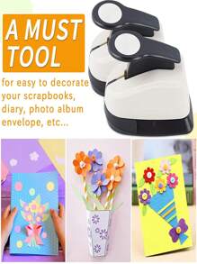 Set de 3 perforadoras, que incluyen perforadora de círculo, perforadora de papel manual con diferentes formas, perforadora grande, perforadora de un solo agujero, adecuada para manualidades DIY, scrapbooking, arte de papel (3/8 pulgadas, 5/8 pulgadas y 1 pulgada) Vuelta al cole, Vuelta al cole, Suministros escolares