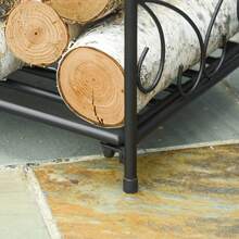 Outsunny Portalegna per Camino da Interno ed Esterno in Metallo con Base Rialzata per 50kg di Legna, 39.5x31.5x39.5cm, Nero - nero - Visualizzare 7