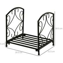 Outsunny Portalegna per Camino da Interno ed Esterno in Metallo con Base Rialzata per 50kg di Legna, 39.5x31.5x39.5cm, Nero - nero - Visualizzare 3