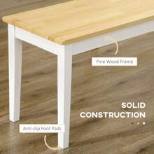 HOMCOM 102 Cm Wood Dining Bench For 2 People, Wooden Bench For Kitchen, Dining Room, Entryway, Natural Wood Effect - Brown - View 7