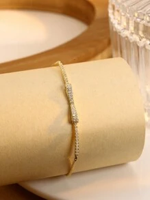 1入s925純銀手鍊,簡單鍍金蝴蝶結鏈手鍊(女款),優雅個性化日常佩戴禮物 - 金色 - 查看 6