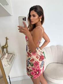 Vestido curto lindo e leve de crepinho floral tamanho único veste do 36 ao 42 - Multicolorido - Visão 2