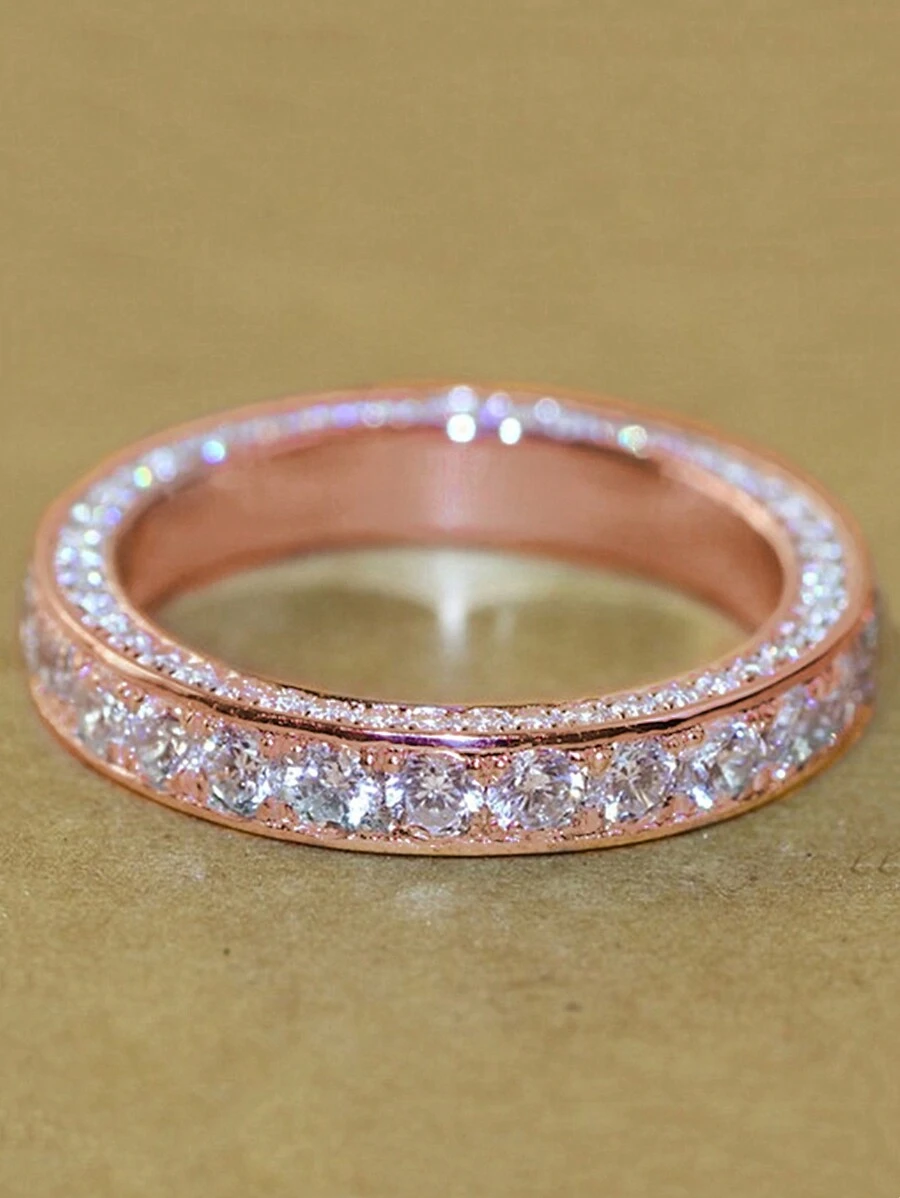 1枚时尚立方氧化锆戒指，女士结婚纪念日珠宝礼物