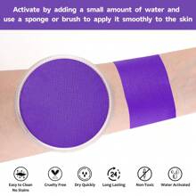 UCANBE Black & Clown White Water Based Face Body Paint With 3Pcs Painting Brushes Set, SFX Makeup Palette For Adults, Facepaint For Halloween, Cosplay, Costume & Theater - 淺紫色 - 查看 3