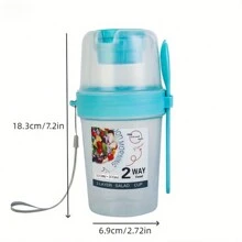 1 件早餐沙拉杯早餐食品容器罐，便携式水果蔬菜轻食带叉盖酸奶杯减肥杯便携式水杯适用于学校办公室、厨房、圣诞礼物、学校用品 - 粉色 - 查看 11