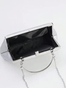 情人節禮物 大容量金屬扣簡約浪漫手提晚禮服包&結婚手拿包 - 銀色 - 查看 5