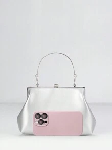 情人節禮物 大容量金屬扣簡約浪漫手提晚禮服包&結婚手拿包 - 銀色 - 查看 4