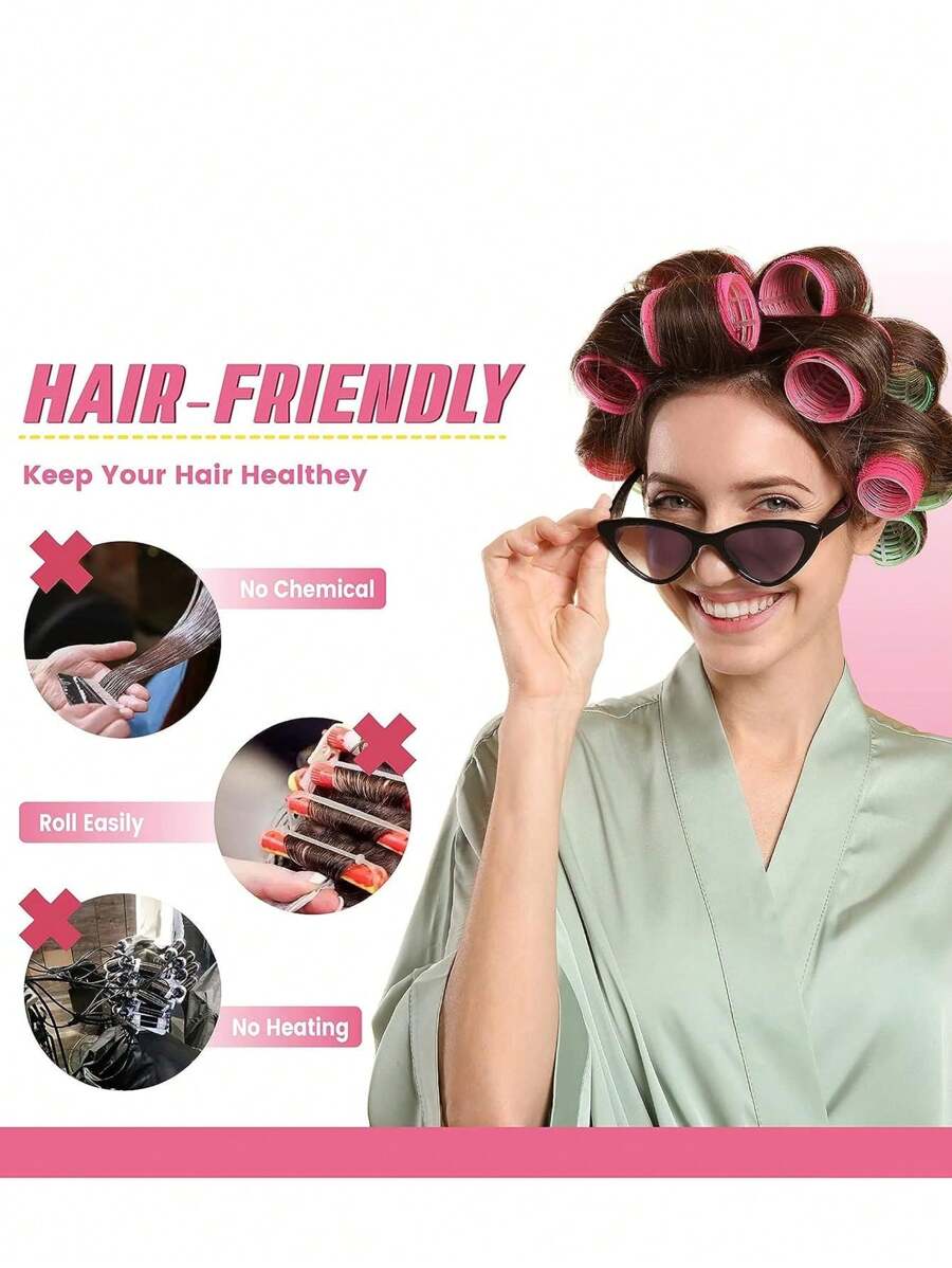 12pcs/Set (Includes 6 Clips And 6 Curlers) Extra Large Hair Rollers, Rollers With Clips, Self