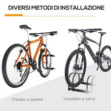 HOMCOM Rastrelliera Portabiciclette Parcheggio per 4 Biciclette in Acciaio, 110x33x27 cm, Nero - nero - Visualizzare 9
