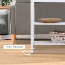Tavolo Consolle Bianco e Color Legno con Cassetto e 2 Ripiani, Tavolino Salvaspazio in MDF, 75.6 x 27.5 x 80.5cm - Multicolore - Visualizzare 6
