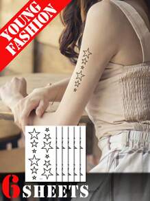 Hình xăm dán Bộ , 6 Hình sao Của Hình xăm dán Đối với Con trai Và Cô gái , Mini Hình xăm dán Đối với Người lớn - Nhiều màu - Xem 2