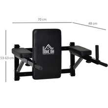 HOMCOM Wall Mounted Dip Station Knee Leg Raise Chin Up Pull Up Rack Home Gym Fitness Exercise Workout Bars New - Black - View 9