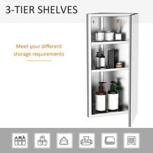 HOMCOM Stainless Steel Wall Mounted Bathroom Corner Mirror Storage Cabinet Single Door 300mm (W) - Silver - View 4