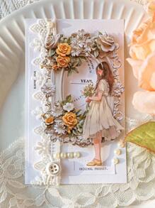10 Folhas De Papel De Artesanato Em Scrapbooking Perfurado Em 3d Com Moldura De Flores Para Decoração Vintage