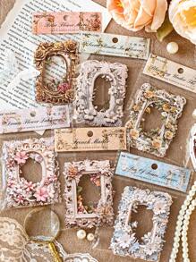 10 Folhas De Papel De Artesanato Em Scrapbooking Perfurado Em 3d Com Moldura De Flores Para Decoração Vintage