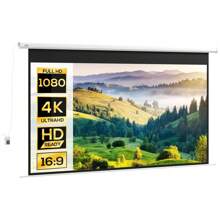 HOMCOM Écran de projection motorisé 120 pouces, 16:9 4K HD électrique pour Vidéoprojecteurs Home Cinéma, fixation mural ou plafond avec télécommande - Blanc - Voir 5