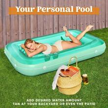 Syncfun Inflatable Tanning Pool Lounge Float, 70" X 46" Suntan Tub Raft Floatie, Tanning Pool With Pillow, Personal Pool Lounger For Adult Summer Water Party,L
