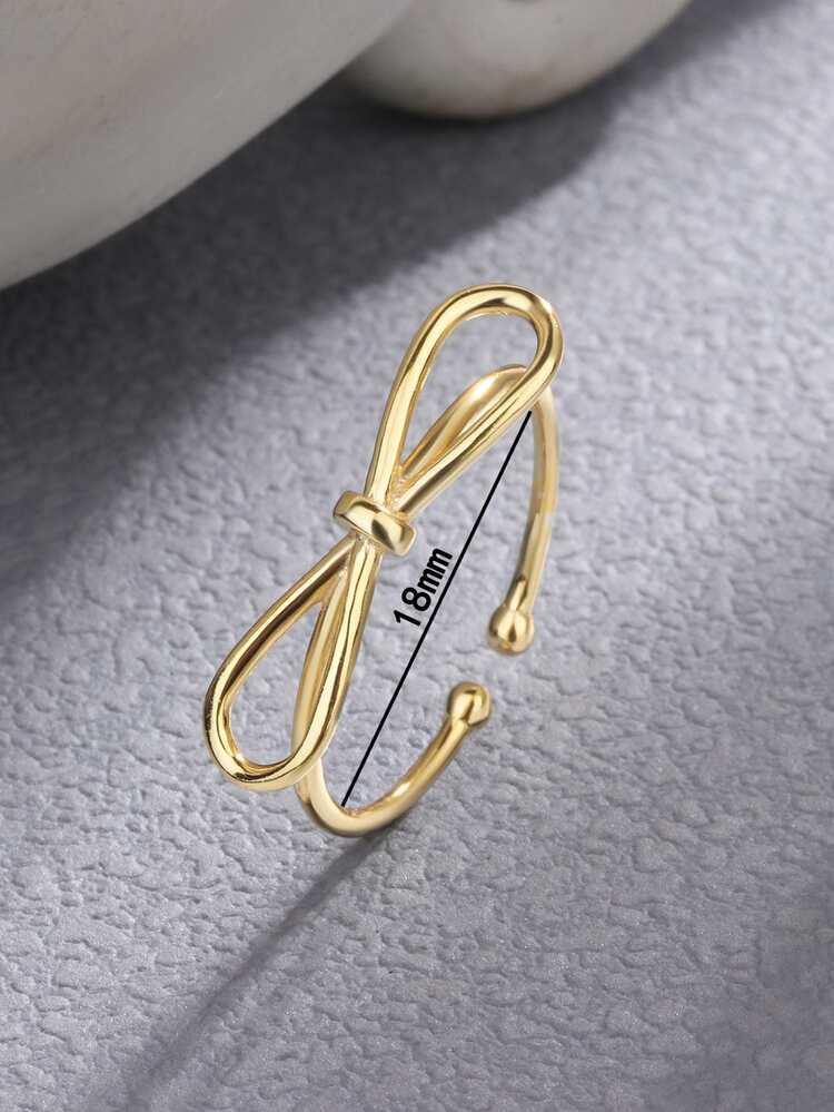 1Pc Elegant S925 Sterling Silver Bow-Knot Adjustable Ring Fine Jewelry Gift For Women - Bow Open Ring - View 5
