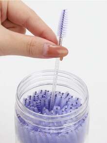 Conjunto com 100 aplicadores de rímel descartáveis com estojo, pincel de cristal para sobrancelhas (ideal para extensão de cílios) (roxo), brindes. - Roxo Malva - Ver 4