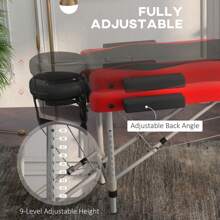 HOMCOM Foldable Massage Table Professional Salon SPA Facial Couch Bed - Red - View 5