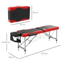HOMCOM Foldable Massage Table Professional Salon SPA Facial Couch Bed - Red - View 3