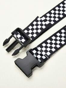 Adjustable Rainbow & Checkerboard Buckle Belt, Black Fall, Autumn, Halloween
