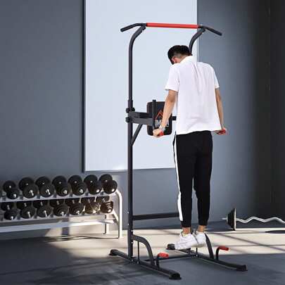 HOMCOM Power Tower Station With Dip Stand, Pull Up Bar Home Office Gym Training Workout Equipment