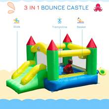 HOMCOM Kids Bouncy Castle Inflatable Bouncer Bounce House And Slide Inflatable Jumper With Blower - Multicolor - Ver 5