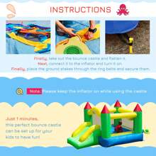 HOMCOM Kids Bouncy Castle Inflatable Bouncer Bounce House And Slide Inflatable Jumper With Blower - Multicolor - Ver 6