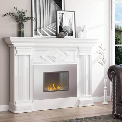 HOMCOM Wall Mounted Ethanol Fireplace, Stainless Steel Bioethanol Heater Stove Fire With 1.5L Tank, 3 Hour Burning Time, Silver