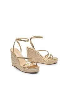 Women's Wedge Sandals Strappy Espadrille Platform Open Toe Dressy Summer Comfortable Cushioned Insole  Ankle Strap Buckle Sandals - Vàng - Xem 7