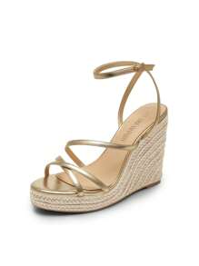 Women's Wedge Sandals Strappy Espadrille Platform Open Toe Dressy Summer Comfortable Cushioned Insole  Ankle Strap Buckle Sandals - Vàng - Xem 2