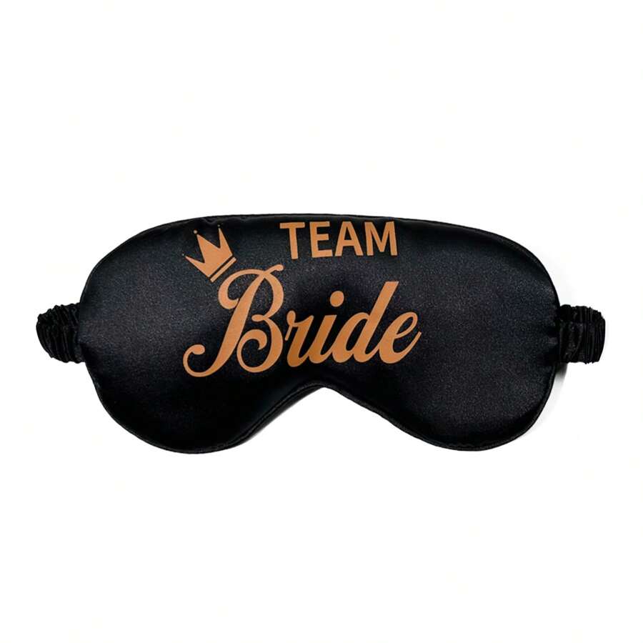 1pc Black Bridal Party Eye Mask, Lightweight & Breathable Noon Nap Blackout Eye Mask With Teambride Logo Print, Bridesmaid Gift - Black - View 1