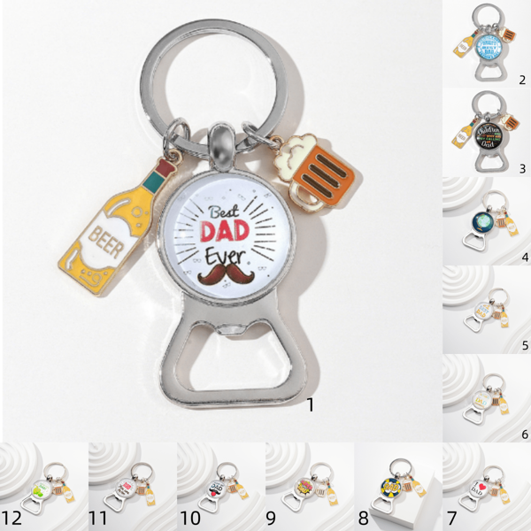 1pc Portable Bottle Opener Keychain With Dad Pattern & Slogan, Father's Day Gift For Both Men And Women Casual Car Accessories Bag Charm Backpack For School