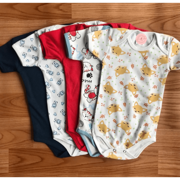 kit 5 body manga curta para bebê menino 100% algodão premium - body bebe masculino