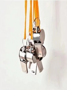 1pc Stainless Steel Referee Whistle For Professional Soccer, Basketball Training And Referee Use - Yellow - View 3