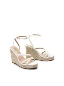 Women's Wedge Sandals Strappy Espadrille Platform Open Toe Dressy Summer Comfortable Cushioned Insole  Ankle Strap Buckle Sandals - trắng - Xem 5
