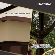 Outsunny Gazebo da Giardino Regolabile su 3 Livelli con Pareti Rimovibili, Gazebo 3x3 con Doppio Tetto in Acciaio e tessuto Oxford, Rifugio per attività istantanee regolabile in altezza con rete e borsa per il trasporto, color Caffè e Beige - Beige - Visualizzare 7