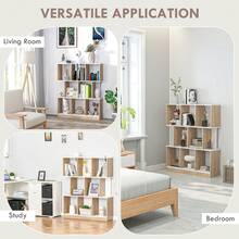 HOMCOM Libreria a Parete Moderna in Legno, Libreria Scaffale a 8 Ripiani per Soggiorno e Camere, Rovere e Bianco - Beige - Visualizzare 7
