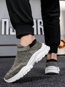 男士時尚休閒路跑鞋,網眼面料,舒適透氣,橡膠大底,防滑輕便,適用於各季節和行駛、旅遊、休閒運動等戶外活動 - 卡其色 - 查看 6