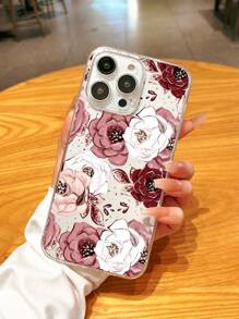 1只華麗多彩的花卉圖案透明TPU全包式手機殼，適用於iPhone - 彩色 - 查看 1