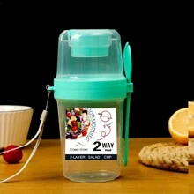 1 件早餐沙拉杯早餐食品容器罐，便携式水果蔬菜轻食带叉盖酸奶杯减肥杯便携式水杯适用于学校办公室、厨房、圣诞礼物、学校用品 - 粉色 - 查看 9