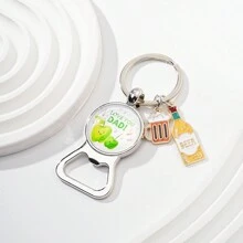 1pc Portable Bottle Opener Keychain With Dad Pattern & Slogan, Father's Day Gift For Both Men And Women Casual Car Accessories Bag Charm Backpack For School