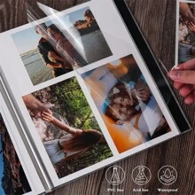 RECUTMS Photo Album Self Adhesive Large Scrapbook Album Linen Photo Album Anniversary Memory Book For Wedding Family Album - Purple - View 4