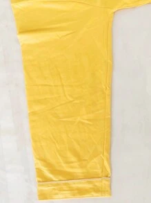 1 Set Women Sleepwear, Comfortable Long Sleeve Shirt & Long Pants, Cute & Sweet, Random Color Dispatched, Suitable For Home Wearing & Outdoor Wear - Yellow - View 8