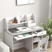 ZONEKIZ Kids Desk And Chair Set With Storage, For Ages 5-8 Years, 2 Piece Children Table And Chair Set - 灰色 - View 8